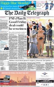 The Daily Telegraph (UK) Newspaper Front Page for 21 January 2019