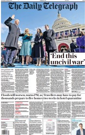 The Daily Telegraph (UK) Newspaper Front Page for 21 January 2021