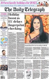 The Daily Telegraph front page for 21 January 2023
