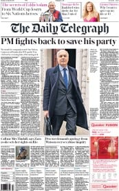 The Daily Telegraph (UK) Newspaper Front Page for 21 March 2016