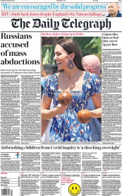The Daily Telegraph (UK) Newspaper Front Page for 21 March 2022