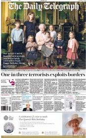 The Daily Telegraph (UK) Newspaper Front Page for 21 April 2016
