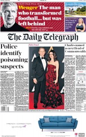 The Daily Telegraph (UK) Newspaper Front Page for 21 April 2018