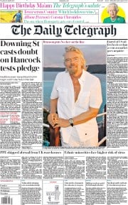 The Daily Telegraph (UK) Newspaper Front Page for 21 April 2020