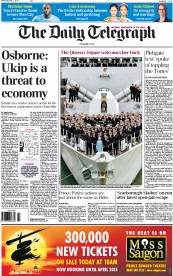 The Daily Telegraph (UK) Newspaper Front Page for 21 May 2014