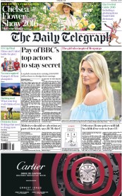 The Daily Telegraph (UK) Newspaper Front Page for 21 May 2016