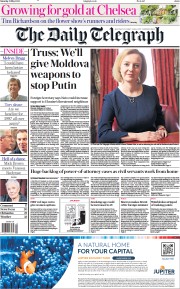 The Daily Telegraph front page for 21 May 2022