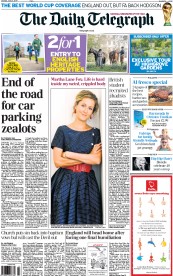 The Daily Telegraph (UK) Newspaper Front Page for 21 June 2014