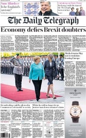 The Daily Telegraph (UK) Newspaper Front Page for 21 July 2016