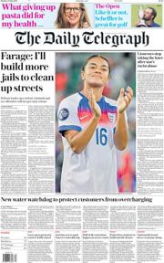 The Daily Telegraph front page for 21 July 2025