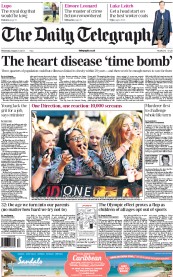 The Daily Telegraph (UK) Newspaper Front Page for 21 August 2013