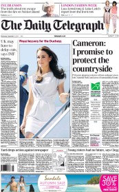 The Daily Telegraph Newspaper Front Page (UK) for 21 September 2011