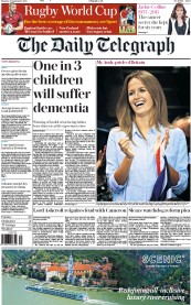 The Daily Telegraph (UK) Newspaper Front Page for 21 September 2015