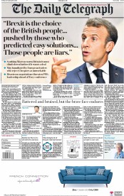 The Daily Telegraph (UK) Newspaper Front Page for 21 September 2018