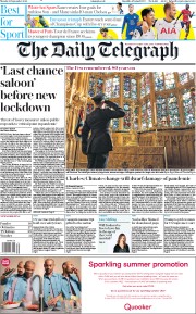 The Daily Telegraph (UK) Newspaper Front Page for 21 September 2020