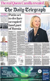 The Daily Telegraph (UK) Newspaper Front Page for 21 September 2022