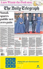 The Daily Telegraph front page for 21 September 2023