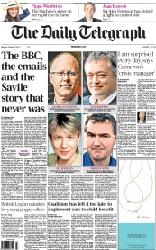 The Daily Telegraph (UK) Newspaper Front Page for 22 October 2012