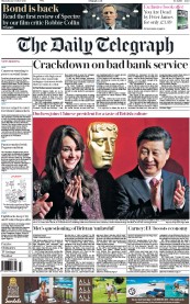 The Daily Telegraph (UK) Newspaper Front Page for 22 October 2015