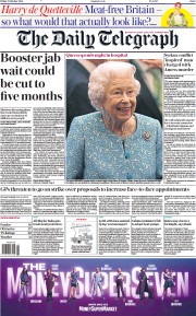 The Daily Telegraph (UK) Newspaper Front Page for 22 October 2021