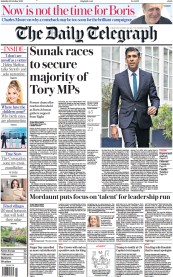 The Daily Telegraph (UK) Newspaper Front Page for 22 October 2022