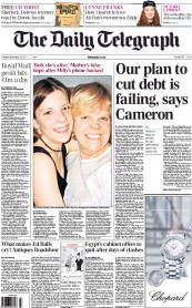 The Daily Telegraph (UK) Newspaper Front Page for 22 November 2011