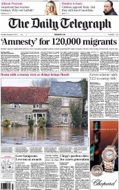 The Daily Telegraph (UK) Newspaper Front Page for 22 November 2012
