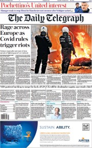 The Daily Telegraph (UK) Newspaper Front Page for 22 November 2021