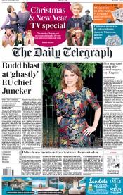 The Daily Telegraph (UK) Newspaper Front Page for 22 December 2018