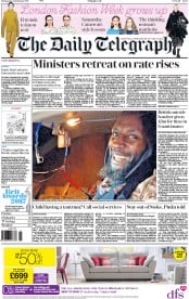 The Daily Telegraph (UK) Newspaper Front Page for 22 February 2017