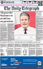 The Daily Telegraph (UK) Newspaper Front Page for 22 March 2023