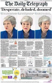 The Daily Telegraph (UK) Newspaper Front Page for 22 May 2019