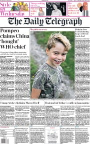The Daily Telegraph (UK) Newspaper Front Page for 22 July 2020
