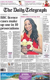 The Daily Telegraph (UK) Newspaper Front Page for 22 August 2013
