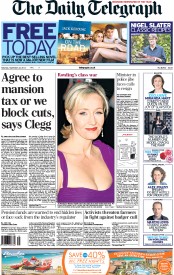 The Daily Telegraph (UK) Newspaper Front Page for 22 September 2012