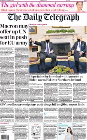 The Daily Telegraph (UK) Newspaper Front Page for 22 September 2021