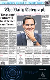 The Daily Telegraph front page for 22 September 2022