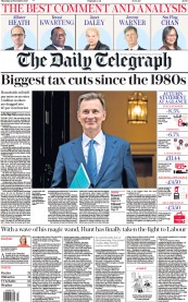 The Daily Telegraph front page for 23 November 2023