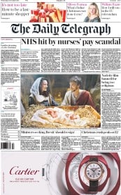 The Daily Telegraph (UK) Newspaper Front Page for 23 December 2015