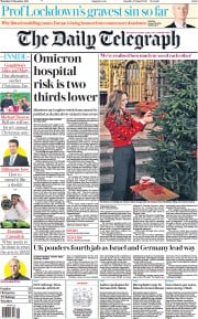 The Daily Telegraph (UK) Newspaper Front Page for 23 December 2021