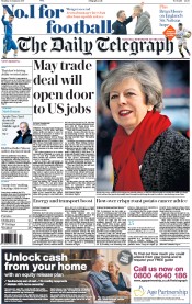 The Daily Telegraph (UK) Newspaper Front Page for 23 January 2017