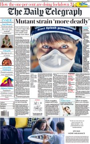 The Daily Telegraph (UK) Newspaper Front Page for 23 January 2021