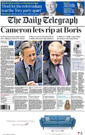 The Daily Telegraph (UK) Newspaper Front Page for 23 February 2016