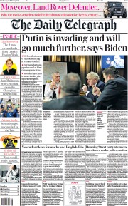 The Daily Telegraph (UK) Newspaper Front Page for 23 February 2022