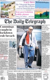 The Daily Telegraph (UK) Newspaper Front Page for 23 May 2020