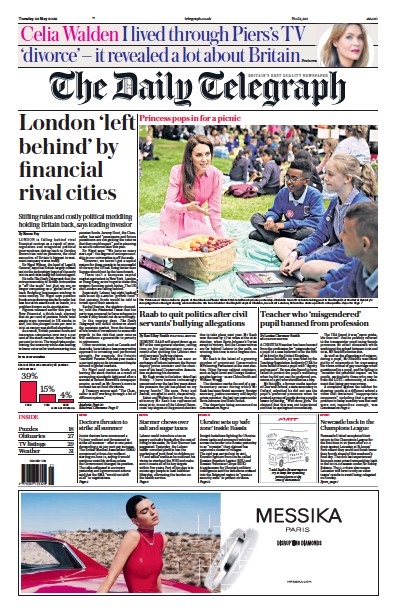The Daily Telegraph Newspaper Front Page (UK) for 23 May 2023