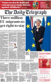 The Daily Telegraph (UK) Newspaper Front Page for 23 June 2017