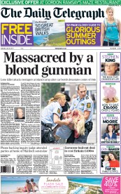 The Daily Telegraph (UK) Newspaper Front Page for 23 July 2011
