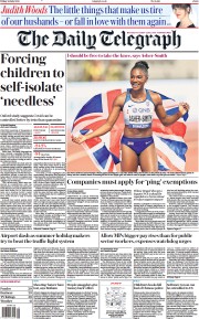 The Daily Telegraph (UK) Newspaper Front Page for 23 July 2021