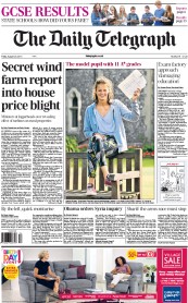 The Daily Telegraph Newspaper Front Page (UK) for 23 August 2013